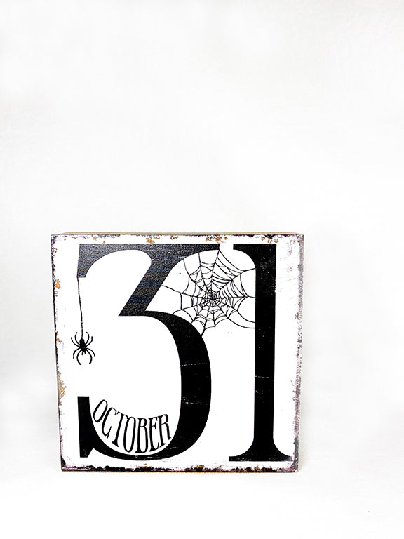 "October 31" Sign Tiered Tray Decor Box